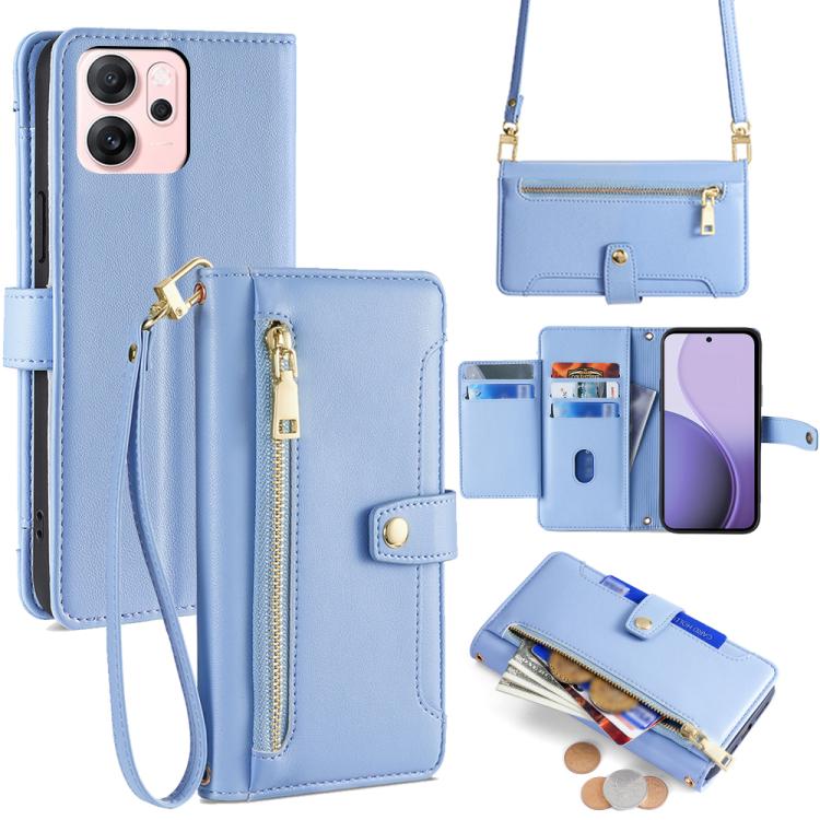 Sheep Texture Cross-body Zipper Wallet Leather Phone Case, For OPPO Find X9 Pro 5G, For OPPO K13 Turbo Pro 5G, For OPPO Reno14 F 5G, For OPPO A5x 5G Global, For OPPO A5 5G 2025 Global, For OPPO Reno14 Pro 5G, For OPPO Reno14 5G, For OPPO Find X8s+ 5G