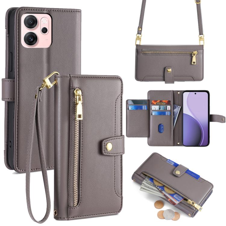 Sheep Texture Cross-body Zipper Wallet Leather Phone Case, For OPPO Find X9 Pro 5G, For OPPO K13 Turbo Pro 5G, For OPPO Reno14 F 5G, For OPPO A5x 5G Global, For OPPO A5 5G 2025 Global, For OPPO Reno14 Pro 5G, For OPPO Reno14 5G, For OPPO Find X8s+ 5G