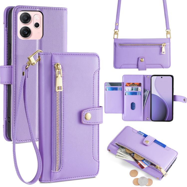 Sheep Texture Cross-body Zipper Wallet Leather Phone Case, For OPPO Find X9 Pro 5G, For OPPO K13 Turbo Pro 5G, For OPPO Reno14 F 5G, For OPPO A5x 5G Global, For OPPO A5 5G 2025 Global, For OPPO Reno14 Pro 5G, For OPPO Reno14 5G, For OPPO Find X8s+ 5G