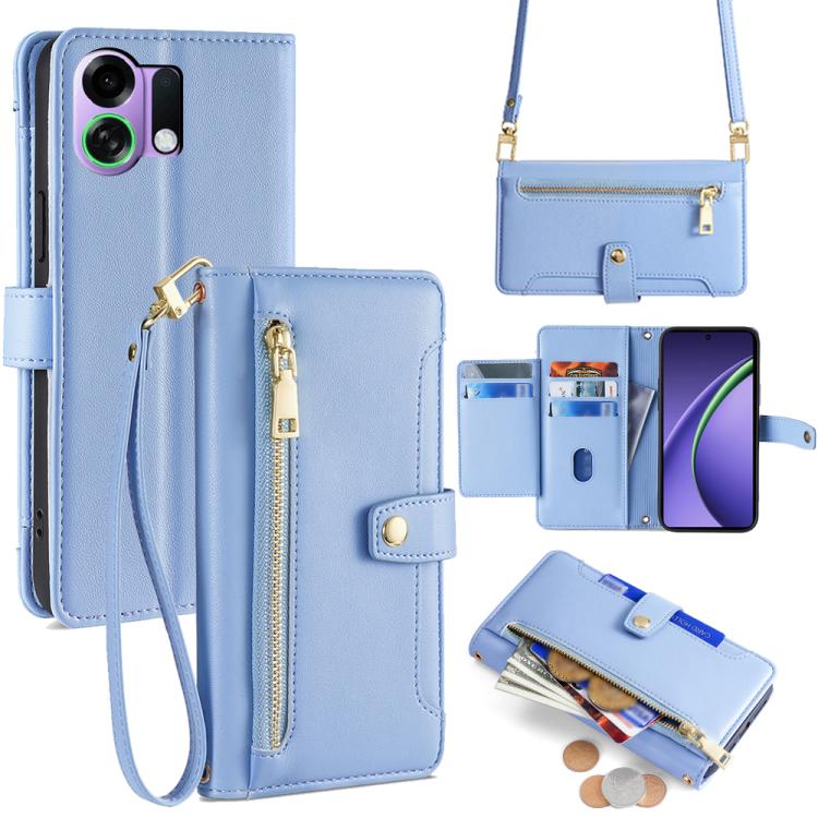 Sheep Texture Cross-body Zipper Wallet Leather Phone Case, For OPPO Find X9 Pro 5G, For OPPO K13 Turbo Pro 5G, For OPPO Reno14 F 5G, For OPPO A5x 5G Global, For OPPO A5 5G 2025 Global, For OPPO Reno14 Pro 5G, For OPPO Reno14 5G, For OPPO Find X8s+ 5G