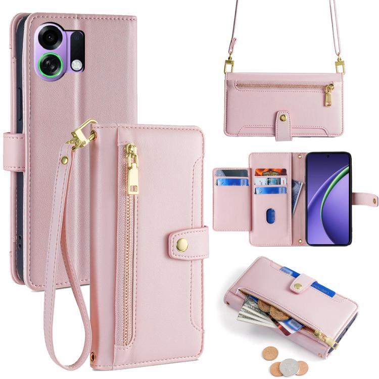 Sheep Texture Cross-body Zipper Wallet Leather Phone Case, For OPPO Find X9 Pro 5G, For OPPO K13 Turbo Pro 5G, For OPPO Reno14 F 5G, For OPPO A5x 5G Global, For OPPO A5 5G 2025 Global, For OPPO Reno14 Pro 5G, For OPPO Reno14 5G, For OPPO Find X8s+ 5G