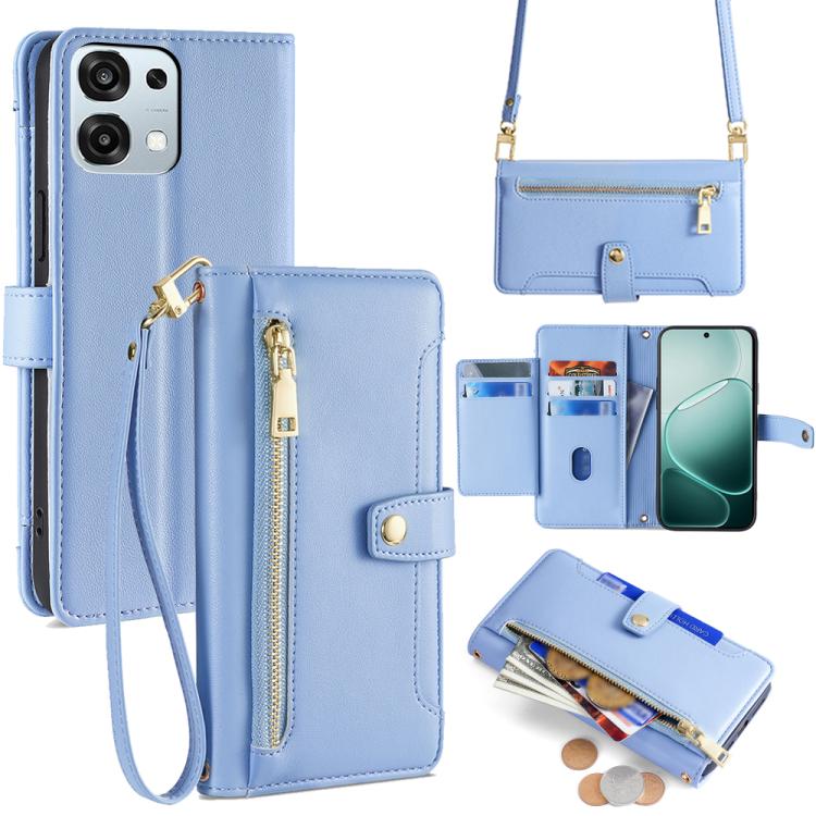 Sheep Texture Cross-body Zipper Wallet Leather Phone Case, For OPPO A6s 4G, For OPPO Reno15 F 5G, For OPPO A6x 4G Global, For OPPO Reno15 5G Global, For OPPO Find X9 5G, For OPPO F31 5G, For OPPO Find X9 Pro 5G, For OPPO K13 Turbo Pro 5G