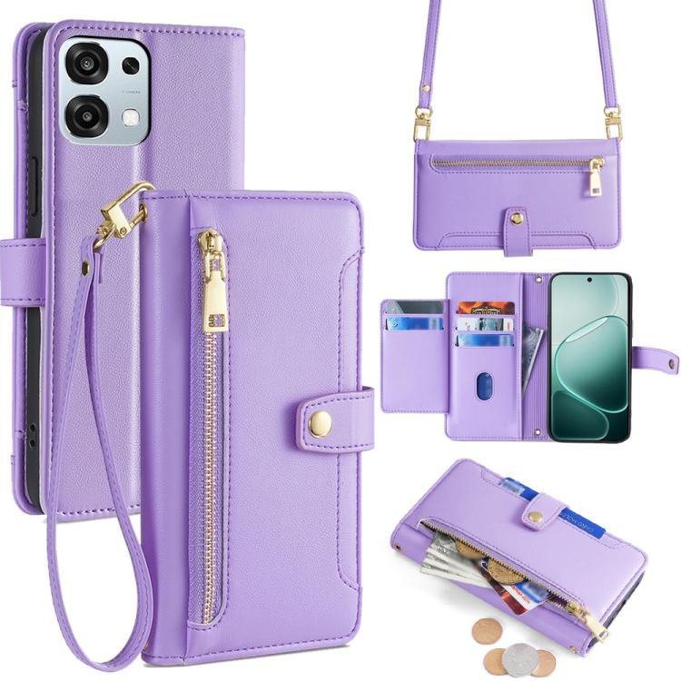 Sheep Texture Cross-body Zipper Wallet Leather Phone Case, For OPPO A6s 4G, For OPPO Reno15 F 5G, For OPPO A6x 4G Global, For OPPO Reno15 5G Global, For OPPO Find X9 5G, For OPPO F31 5G, For OPPO Find X9 Pro 5G, For OPPO K13 Turbo Pro 5G