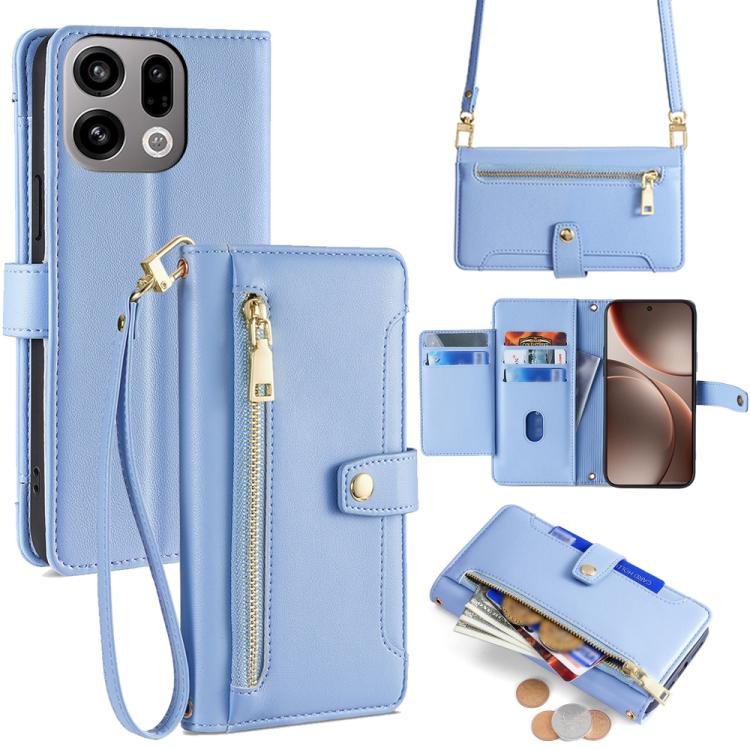 Sheep Texture Cross-body Zipper Wallet Leather Phone Case, For OPPO A6s 4G, For OPPO Reno15 F 5G, For OPPO A6x 4G Global, For OPPO Reno15 5G Global, For OPPO Find X9 5G, For OPPO F31 5G, For OPPO Find X9 Pro 5G, For OPPO K13 Turbo Pro 5G