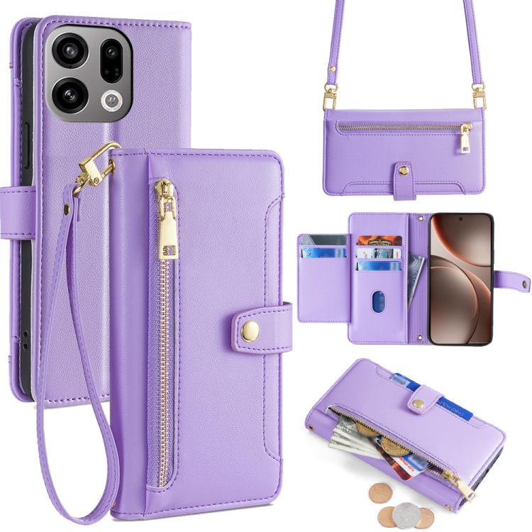 Sheep Texture Cross-body Zipper Wallet Leather Phone Case, For OPPO A6s 4G, For OPPO Reno15 F 5G, For OPPO A6x 4G Global, For OPPO Reno15 5G Global, For OPPO Find X9 5G, For OPPO F31 5G, For OPPO Find X9 Pro 5G, For OPPO K13 Turbo Pro 5G