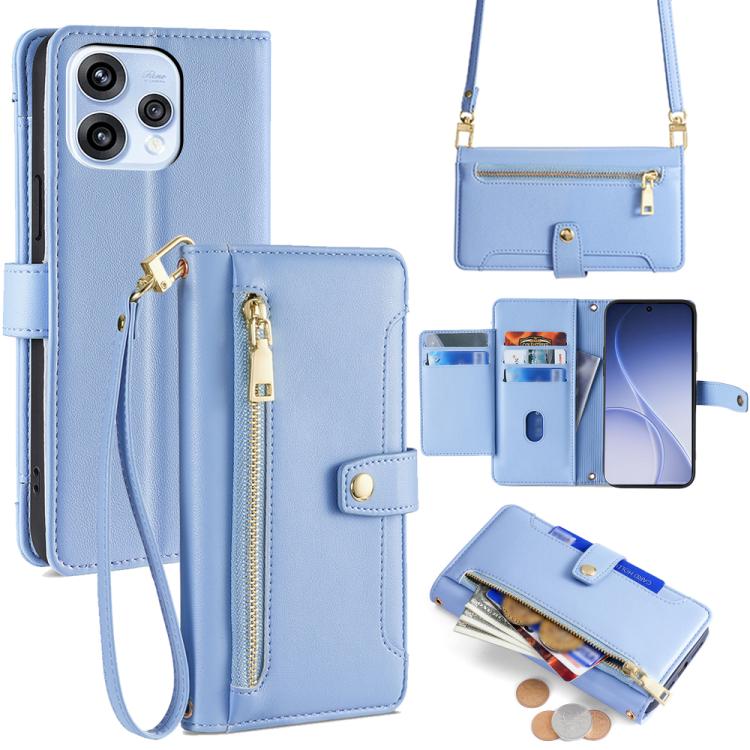 Sheep Texture Cross-body Zipper Wallet Leather Phone Case, For OPPO A6s 4G, For OPPO Reno15 F 5G, For OPPO A6x 4G Global, For OPPO Reno15 5G Global, For OPPO Find X9 5G, For OPPO F31 5G, For OPPO Find X9 Pro 5G, For OPPO K13 Turbo Pro 5G