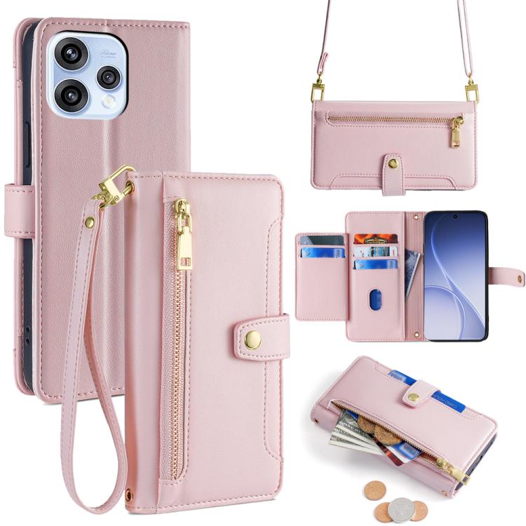 Sheep Texture Cross-body Zipper Wallet Leather Phone Case, For OPPO A6s 4G, For OPPO Reno15 F 5G, For OPPO A6x 4G Global, For OPPO Reno15 5G Global, For OPPO Find X9 5G, For OPPO F31 5G, For OPPO Find X9 Pro 5G, For OPPO K13 Turbo Pro 5G