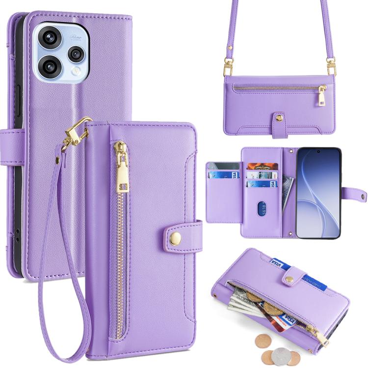 Sheep Texture Cross-body Zipper Wallet Leather Phone Case, For OPPO A6s 4G, For OPPO Reno15 F 5G, For OPPO A6x 4G Global, For OPPO Reno15 5G Global, For OPPO Find X9 5G, For OPPO F31 5G, For OPPO Find X9 Pro 5G, For OPPO K13 Turbo Pro 5G