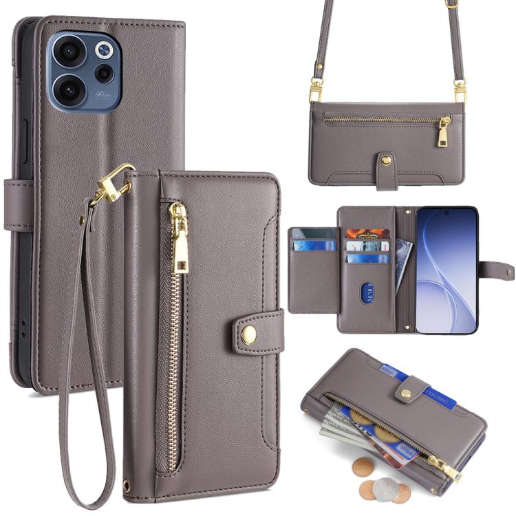 Sheep Texture Cross-body Zipper Wallet Leather Phone Case, For OPPO Find X9s Pro 5G, For OPPO Find X9 Ultra 5G, For OPPO A6s 4G, For OPPO Reno15 F 5G, For OPPO A6x 4G Global, For OPPO Reno15 5G Global, For OPPO Find X9 5G, For OPPO F31 5G