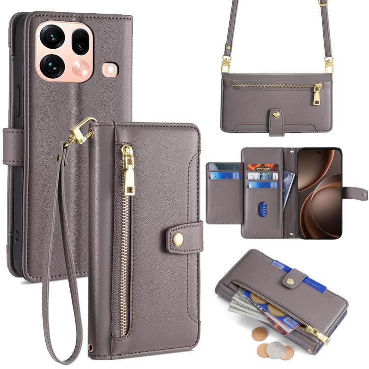 Sheep Texture Cross-body Zipper Wallet Leather Phone Case, For OPPO Find X9s Pro 5G, For OPPO Find X9 Ultra 5G, For OPPO A6s 4G, For OPPO Reno15 F 5G, For OPPO A6x 4G Global, For OPPO Reno15 5G Global, For OPPO Find X9 5G, For OPPO F31 5G