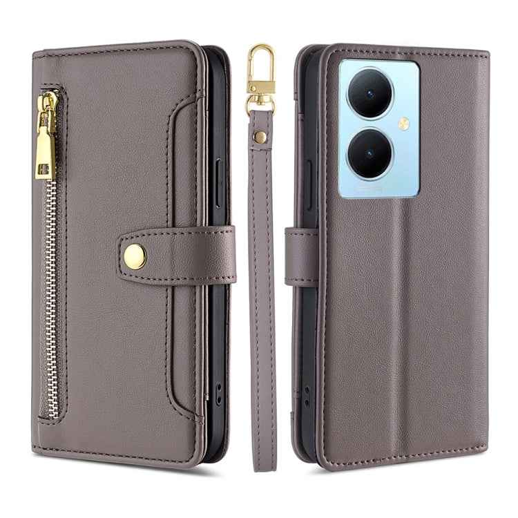Sheep Texture Cross-body Zipper Wallet Leather Phone Case, For vivo iQOO Z9x, For vivo Y03 4G, For vivo Y100 5G IDN, For vivo V29e 5G, For vivo Y78 Plus 5G