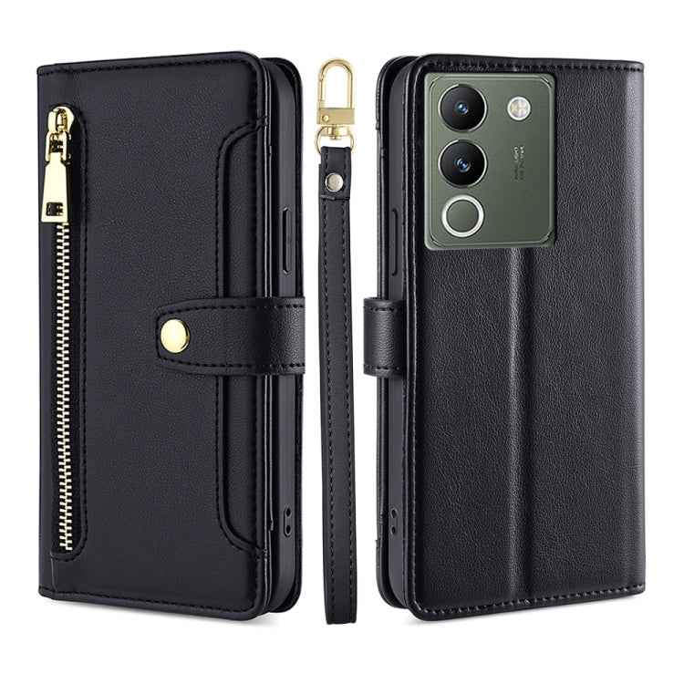 Sheep Texture Cross-body Zipper Wallet Leather Phone Case, For vivo iQOO Z9x, For vivo Y03 4G, For vivo Y100 5G IDN, For vivo V29e 5G, For vivo Y78 Plus 5G