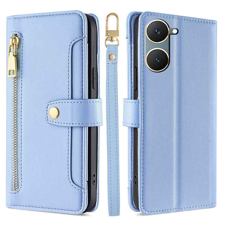 Sheep Texture Cross-body Zipper Wallet Leather Phone Case, For vivo iQOO Z9x, For vivo Y03 4G, For vivo Y100 5G IDN, For vivo V29e 5G, For vivo Y78 Plus 5G