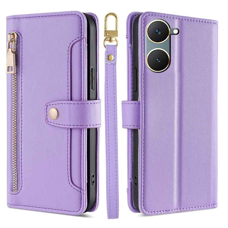 Sheep Texture Cross-body Zipper Wallet Leather Phone Case, For vivo iQOO Z9x, For vivo Y03 4G, For vivo Y100 5G IDN, For vivo V29e 5G, For vivo Y78 Plus 5G