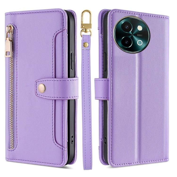 Sheep Texture Cross-body Zipper Wallet Leather Phone Case, For vivo Y300 Pro 5G, For vivo S19 Pro, For vivo S19, For vivo Y28 4G, For vivo X100s, For vivo Y38 5G / T3x Global, For vivo V30e 5G Global, For vivo iQOO Z9x