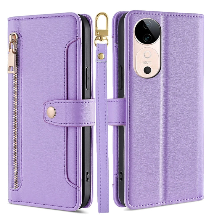 Sheep Texture Cross-body Zipper Wallet Leather Phone Case, For vivo Y300 Pro 5G, For vivo S19 Pro, For vivo S19, For vivo Y28 4G, For vivo X100s, For vivo Y38 5G / T3x Global, For vivo V30e 5G Global, For vivo iQOO Z9x
