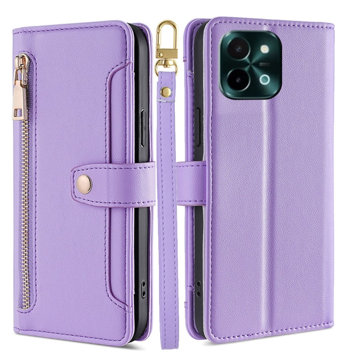 Sheep Texture Cross-body Zipper Wallet Leather Phone Case, For vivo Y300 Pro 5G, For vivo S19 Pro, For vivo S19, For vivo Y28 4G, For vivo X100s, For vivo Y38 5G / T3x Global, For vivo V30e 5G Global, For vivo iQOO Z9x