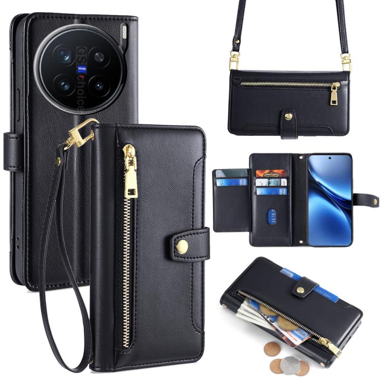 Sheep Texture Cross-body Zipper Wallet Leather Phone Case, For vivo V60 Lite 5G Global, For vivo V60 5G Global, For vivo X200s 5G, For vivo V50 5G, For vivo X200 Pro 5G, For vivo S19 Pro, For vivo S19, For vivo Y28 4G
