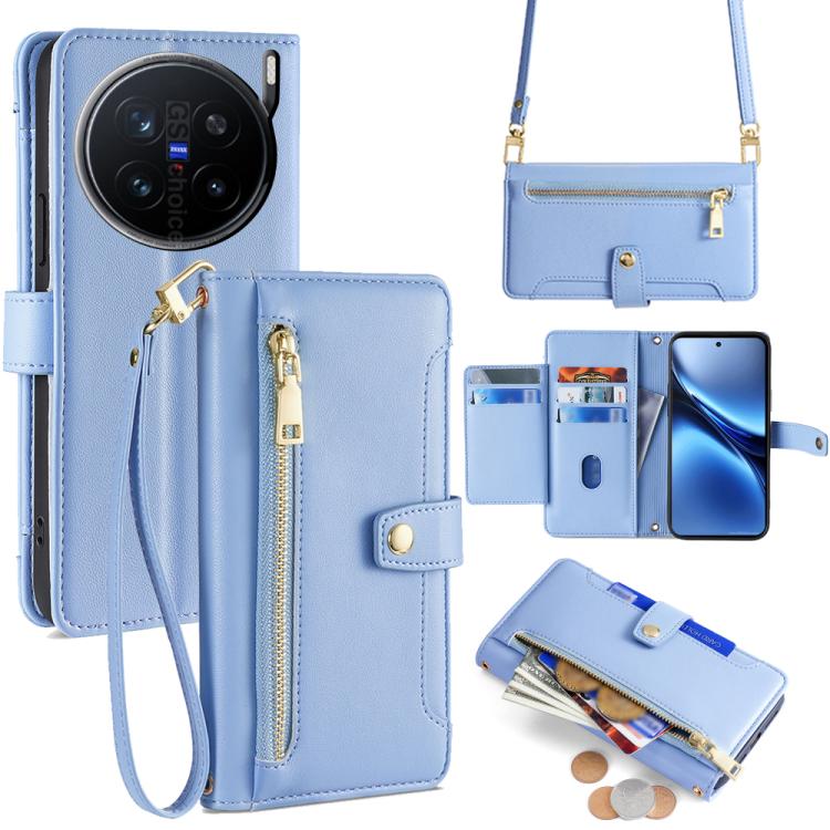 Sheep Texture Cross-body Zipper Wallet Leather Phone Case, For vivo V60 Lite 5G Global, For vivo V60 5G Global, For vivo X200s 5G, For vivo V50 5G, For vivo X200 Pro 5G, For vivo S19 Pro, For vivo S19, For vivo Y28 4G