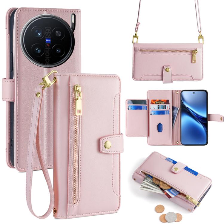 Sheep Texture Cross-body Zipper Wallet Leather Phone Case, For vivo V60 Lite 5G Global, For vivo V60 5G Global, For vivo X200s 5G, For vivo V50 5G, For vivo X200 Pro 5G, For vivo S19 Pro, For vivo S19, For vivo Y28 4G