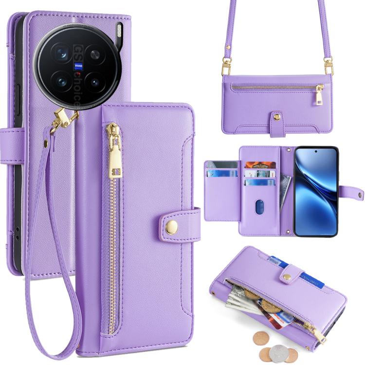 Sheep Texture Cross-body Zipper Wallet Leather Phone Case, For vivo V60 Lite 5G Global, For vivo V60 5G Global, For vivo X200s 5G, For vivo V50 5G, For vivo X200 Pro 5G, For vivo S19 Pro, For vivo S19, For vivo Y28 4G