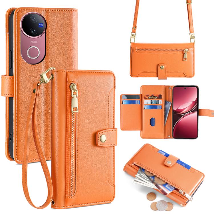 Sheep Texture Cross-body Zipper Wallet Leather Phone Case, For vivo V60 Lite 5G Global, For vivo V60 5G Global, For vivo X200s 5G, For vivo V50 5G, For vivo X200 Pro 5G, For vivo S19 Pro, For vivo S19, For vivo Y28 4G