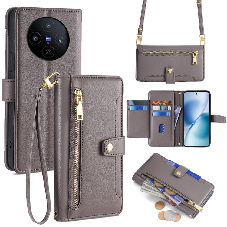 Sheep Texture Cross-body Zipper Wallet Leather Phone Case, For vivo X300 5G, For vivo Y31 5G 2025, For vivo V60 Lite 5G Global, For vivo V60 5G Global, For vivo iQOO Neo 10 5G Global, For vivo X200s 5G, For vivo V50 5G, For vivo X200 Pro 5G