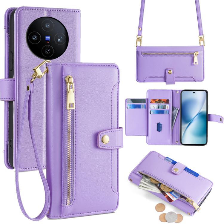 Sheep Texture Cross-body Zipper Wallet Leather Phone Case, For vivo X300 5G, For vivo Y31 5G 2025, For vivo V60 Lite 5G Global, For vivo V60 5G Global, For vivo iQOO Neo 10 5G Global, For vivo X200s 5G, For vivo V50 5G, For vivo X200 Pro 5G