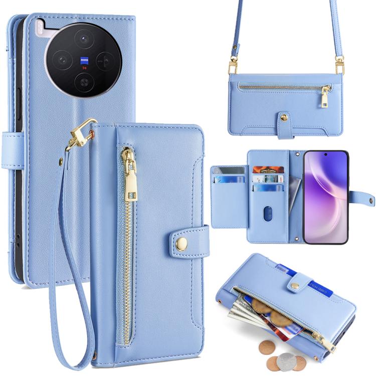 Sheep Texture Cross-body Zipper Wallet Leather Phone Case, For vivo X300 5G, For vivo Y31 5G 2025, For vivo V60 Lite 5G Global, For vivo V60 5G Global, For vivo iQOO Neo 10 5G Global, For vivo X200s 5G, For vivo V50 5G, For vivo X200 Pro 5G