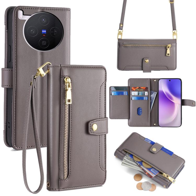 Sheep Texture Cross-body Zipper Wallet Leather Phone Case, For vivo X300 5G, For vivo Y31 5G 2025, For vivo V60 Lite 5G Global, For vivo V60 5G Global, For vivo iQOO Neo 10 5G Global, For vivo X200s 5G, For vivo V50 5G, For vivo X200 Pro 5G
