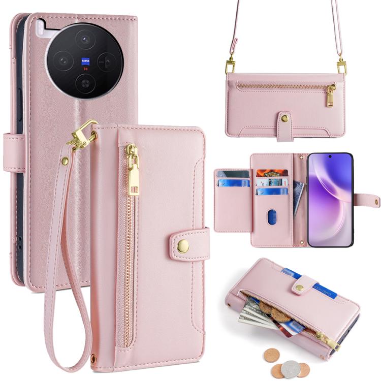 Sheep Texture Cross-body Zipper Wallet Leather Phone Case, For vivo X300 5G, For vivo Y31 5G 2025, For vivo V60 Lite 5G Global, For vivo V60 5G Global, For vivo iQOO Neo 10 5G Global, For vivo X200s 5G, For vivo V50 5G, For vivo X200 Pro 5G