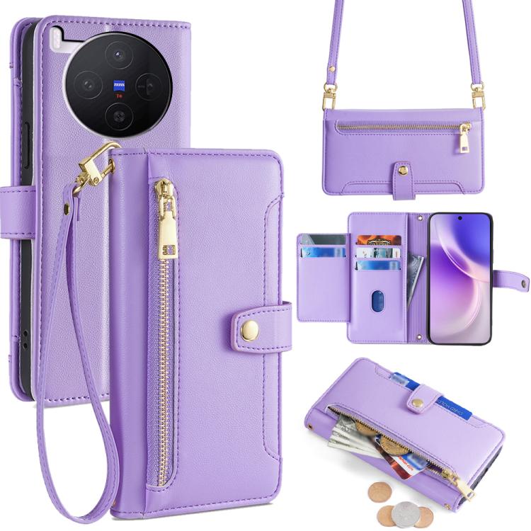 Sheep Texture Cross-body Zipper Wallet Leather Phone Case, For vivo X300 5G, For vivo Y31 5G 2025, For vivo V60 Lite 5G Global, For vivo V60 5G Global, For vivo iQOO Neo 10 5G Global, For vivo X200s 5G, For vivo V50 5G, For vivo X200 Pro 5G