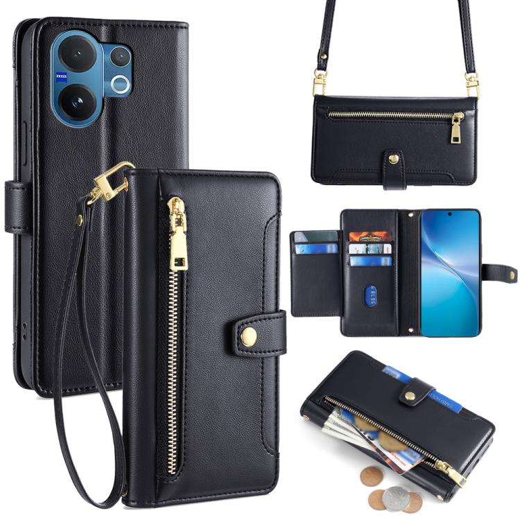 Sheep Texture Cross-body Zipper Wallet Leather Phone Case, For vivo X300 5G, For vivo Y31 5G 2025, For vivo V60 Lite 5G Global, For vivo V60 5G Global, For vivo iQOO Neo 10 5G Global, For vivo X200s 5G, For vivo V50 5G, For vivo X200 Pro 5G