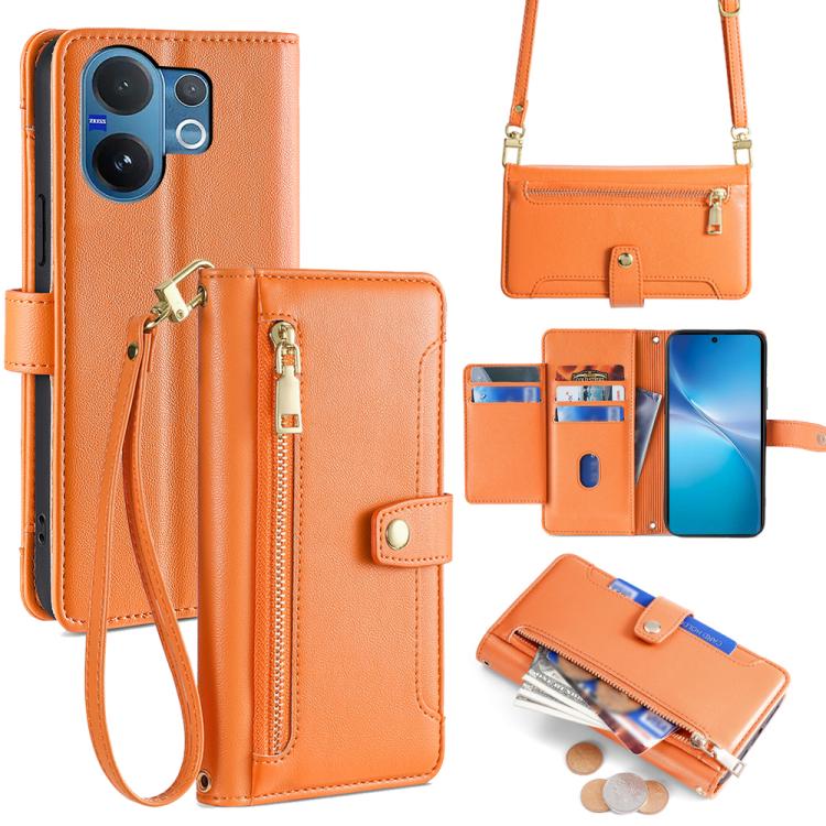 Sheep Texture Cross-body Zipper Wallet Leather Phone Case, For vivo X300 5G, For vivo Y31 5G 2025, For vivo V60 Lite 5G Global, For vivo V60 5G Global, For vivo iQOO Neo 10 5G Global, For vivo X200s 5G, For vivo V50 5G, For vivo X200 Pro 5G