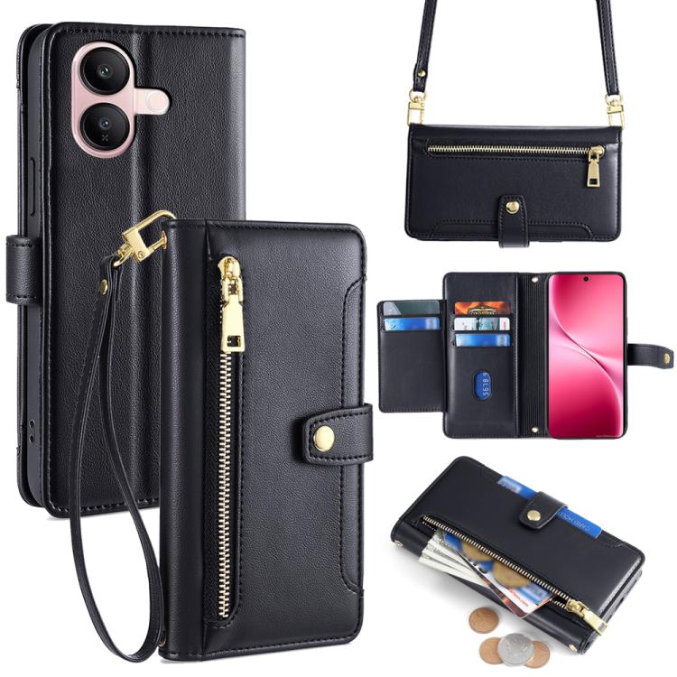 Sheep Texture Cross-body Zipper Wallet Leather Phone Case, For vivo X300 5G, For vivo Y31 5G 2025, For vivo V60 Lite 5G Global, For vivo V60 5G Global, For vivo iQOO Neo 10 5G Global, For vivo X200s 5G, For vivo V50 5G, For vivo X200 Pro 5G