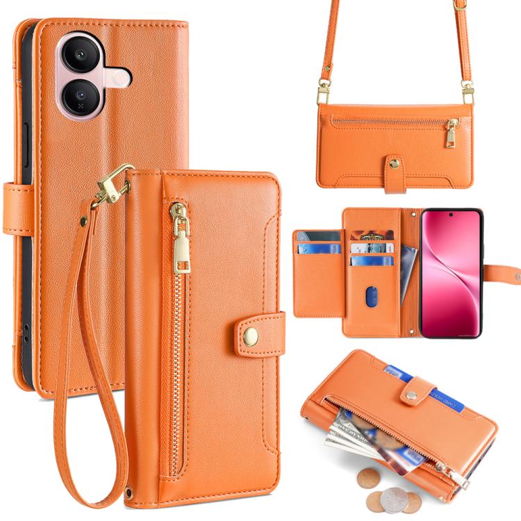 Sheep Texture Cross-body Zipper Wallet Leather Phone Case, For vivo X300 5G, For vivo Y31 5G 2025, For vivo V60 Lite 5G Global, For vivo V60 5G Global, For vivo iQOO Neo 10 5G Global, For vivo X200s 5G, For vivo V50 5G, For vivo X200 Pro 5G