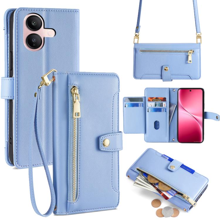 Sheep Texture Cross-body Zipper Wallet Leather Phone Case, For vivo X300 5G, For vivo Y31 5G 2025, For vivo V60 Lite 5G Global, For vivo V60 5G Global, For vivo iQOO Neo 10 5G Global, For vivo X200s 5G, For vivo V50 5G, For vivo X200 Pro 5G