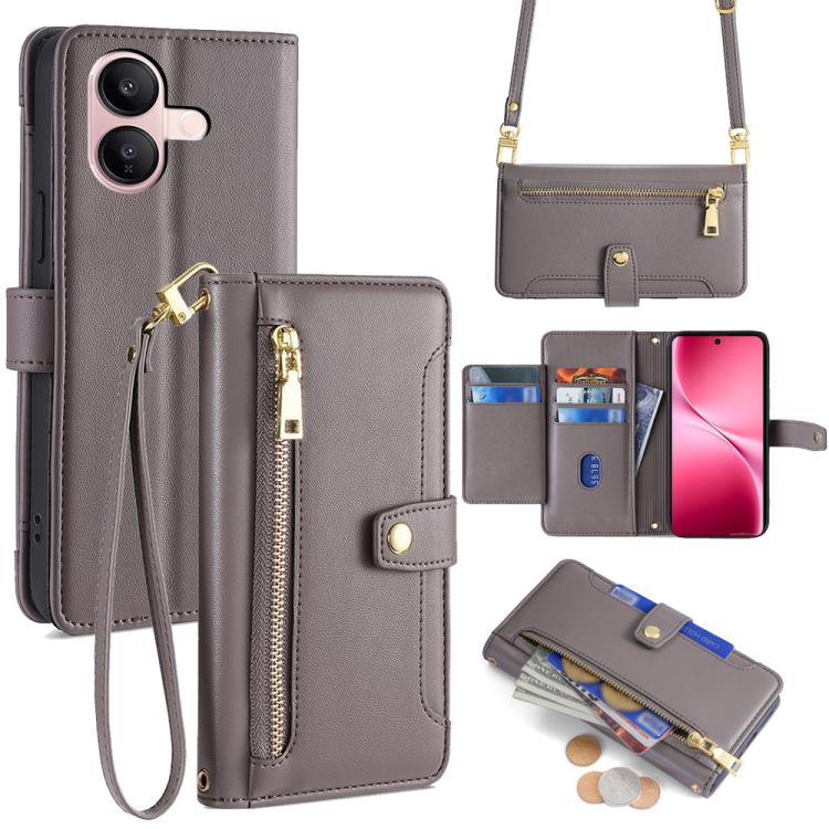 Sheep Texture Cross-body Zipper Wallet Leather Phone Case, For vivo X300 5G, For vivo Y31 5G 2025, For vivo V60 Lite 5G Global, For vivo V60 5G Global, For vivo iQOO Neo 10 5G Global, For vivo X200s 5G, For vivo V50 5G, For vivo X200 Pro 5G