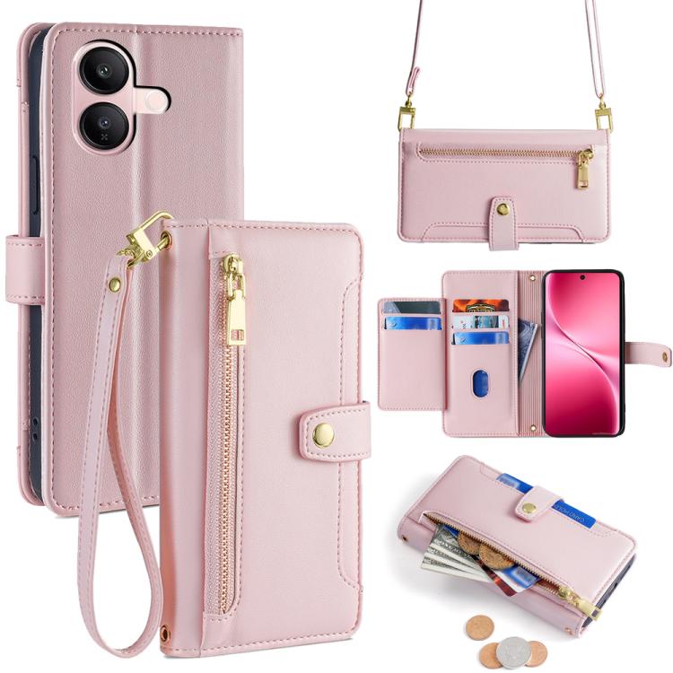 Sheep Texture Cross-body Zipper Wallet Leather Phone Case, For vivo X300 5G, For vivo Y31 5G 2025, For vivo V60 Lite 5G Global, For vivo V60 5G Global, For vivo iQOO Neo 10 5G Global, For vivo X200s 5G, For vivo V50 5G, For vivo X200 Pro 5G