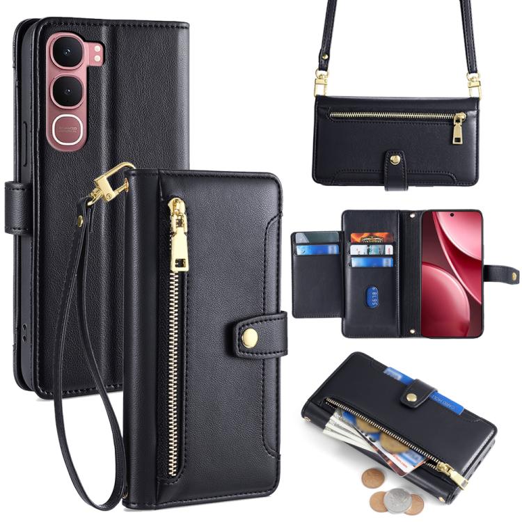Sheep Texture Cross-body Zipper Wallet Leather Phone Case, For vivo X300 5G, For vivo Y31 5G 2025, For vivo V60 Lite 5G Global, For vivo V60 5G Global, For vivo iQOO Neo 10 5G Global, For vivo X200s 5G, For vivo V50 5G, For vivo X200 Pro 5G