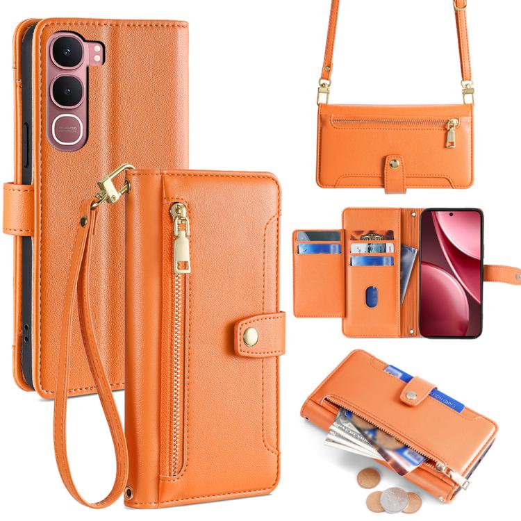 Sheep Texture Cross-body Zipper Wallet Leather Phone Case, For vivo X300 5G, For vivo Y31 5G 2025, For vivo V60 Lite 5G Global, For vivo V60 5G Global, For vivo iQOO Neo 10 5G Global, For vivo X200s 5G, For vivo V50 5G, For vivo X200 Pro 5G