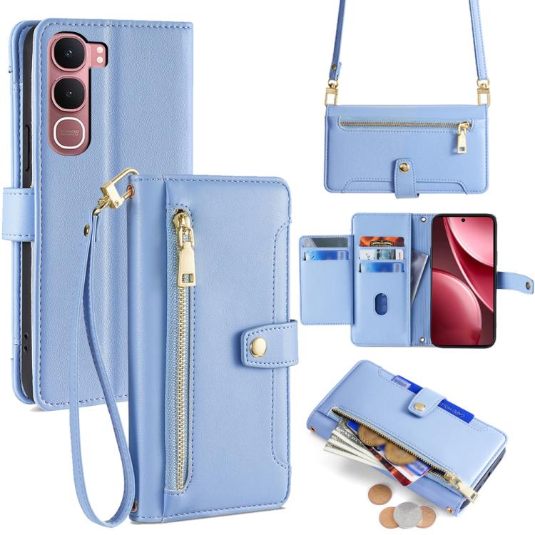 Sheep Texture Cross-body Zipper Wallet Leather Phone Case, For vivo X300 5G, For vivo Y31 5G 2025, For vivo V60 Lite 5G Global, For vivo V60 5G Global, For vivo iQOO Neo 10 5G Global, For vivo X200s 5G, For vivo V50 5G, For vivo X200 Pro 5G