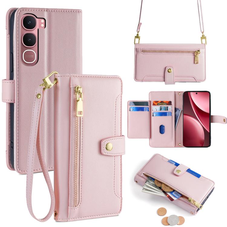 Sheep Texture Cross-body Zipper Wallet Leather Phone Case, For vivo X300 5G, For vivo Y31 5G 2025, For vivo V60 Lite 5G Global, For vivo V60 5G Global, For vivo iQOO Neo 10 5G Global, For vivo X200s 5G, For vivo V50 5G, For vivo X200 Pro 5G