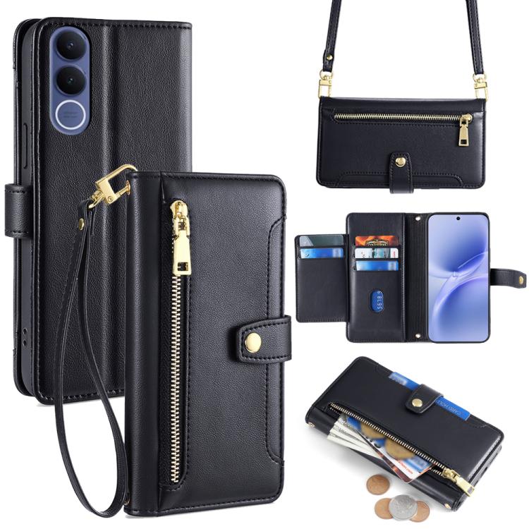 Sheep Texture Cross-body Zipper Wallet Leather Phone Case, For vivo X300s 5G, For vivo V70 FE 5G, For vivo Y05 4G, For vivo Y500i 5G, For vivo X300 Ultra 5G, For vivo S50 Pro mini 5G, For vivo S50 5G, For vivo X300 Pro 5G