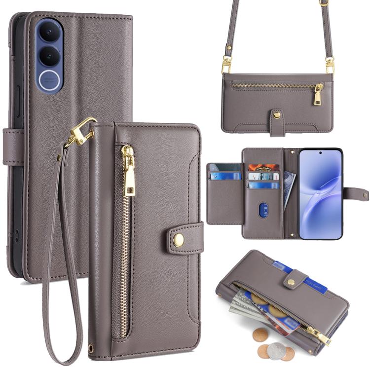 Sheep Texture Cross-body Zipper Wallet Leather Phone Case, For vivo X300s 5G, For vivo V70 FE 5G, For vivo Y05 4G, For vivo Y500i 5G, For vivo X300 Ultra 5G, For vivo S50 Pro mini 5G, For vivo S50 5G, For vivo X300 Pro 5G