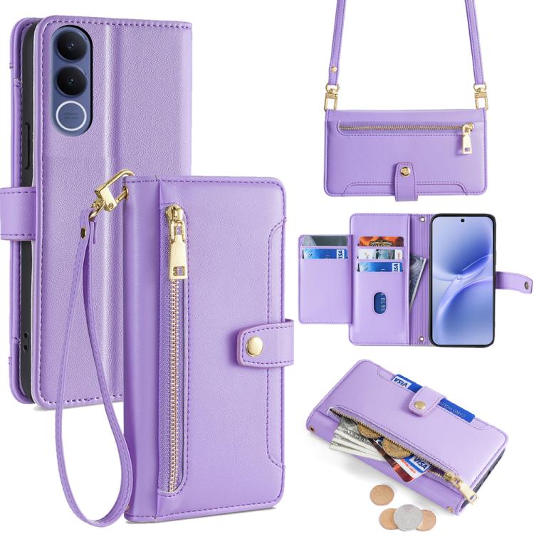 Sheep Texture Cross-body Zipper Wallet Leather Phone Case, For vivo X300s 5G, For vivo V70 FE 5G, For vivo Y05 4G, For vivo Y500i 5G, For vivo X300 Ultra 5G, For vivo S50 Pro mini 5G, For vivo S50 5G, For vivo X300 Pro 5G