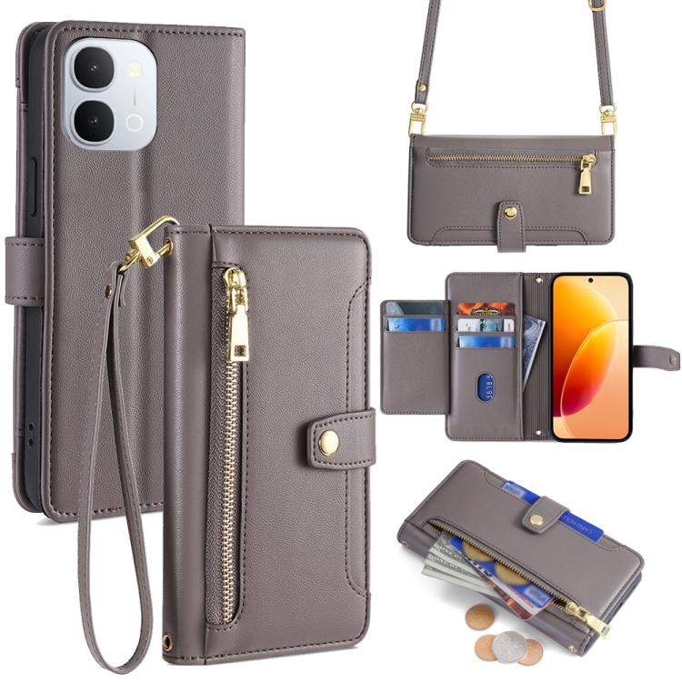 Sheep Texture Cross-body Zipper Wallet Leather Phone Case, For vivo V70 FE 5G, For vivo Y05 4G, For vivo Y500i 5G, For vivo S50 Pro mini 5G, For vivo S50 5G, For vivo X300 Pro 5G, For vivo X300 5G, For vivo Y31 5G 2025
