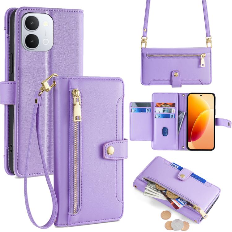 Sheep Texture Cross-body Zipper Wallet Leather Phone Case, For vivo V70 FE 5G, For vivo Y05 4G, For vivo Y500i 5G, For vivo S50 Pro mini 5G, For vivo S50 5G, For vivo X300 Pro 5G, For vivo X300 5G, For vivo Y31 5G 2025