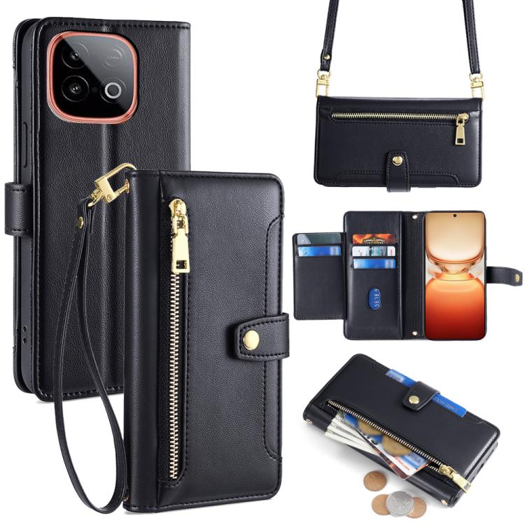 Sheep Texture Cross-body Zipper Wallet Leather Phone Case, For vivo X300 5G, For vivo Y31 5G 2025, For vivo V60 Lite 5G Global, For vivo V60 5G Global, For vivo iQOO Neo 10 5G Global, For vivo X200s 5G, For vivo V50 5G, For vivo X200 Pro 5G