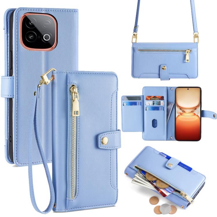 Sheep Texture Cross-body Zipper Wallet Leather Phone Case, For vivo X300 5G, For vivo Y31 5G 2025, For vivo V60 Lite 5G Global, For vivo V60 5G Global, For vivo iQOO Neo 10 5G Global, For vivo X200s 5G, For vivo V50 5G, For vivo X200 Pro 5G